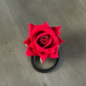 Dark Red 2" Rose Silk Flower Floral Alligator Hair Clip Brooch Elastic Tie Cherr